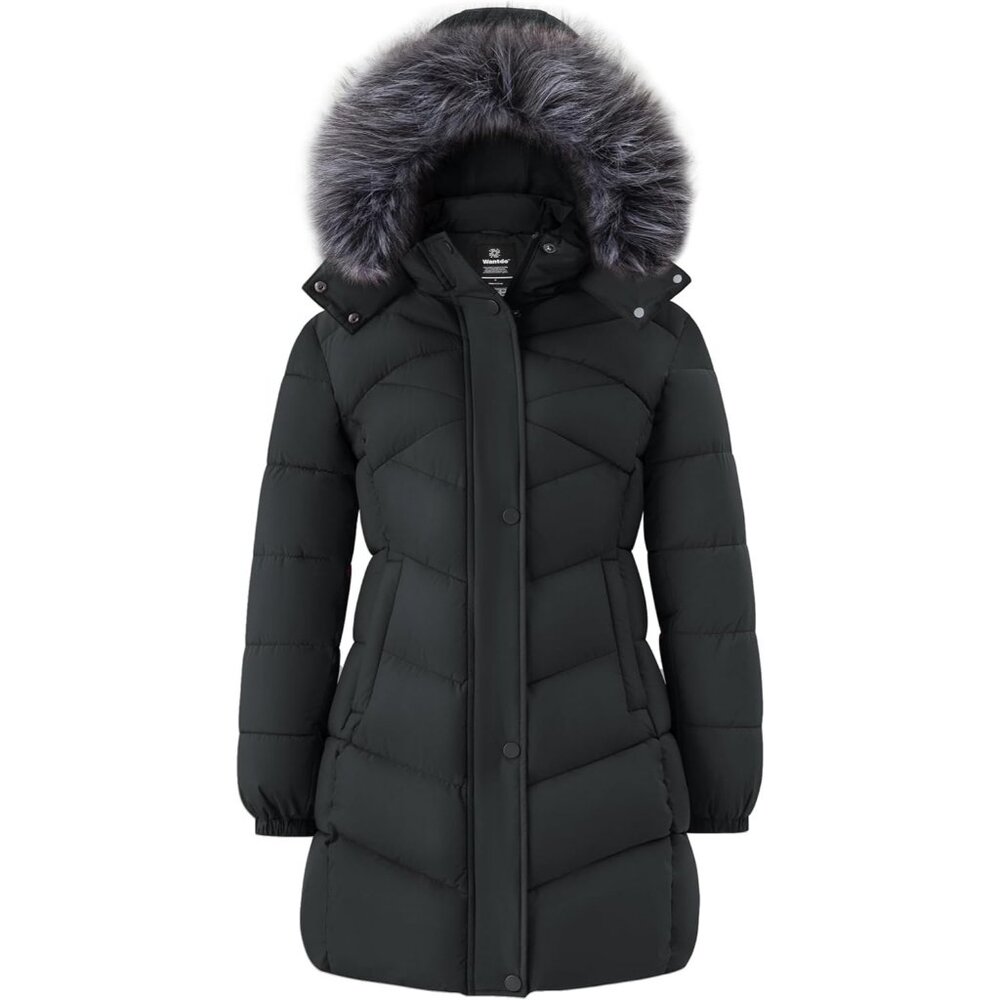 Women's Dark Gray Fashionable Waterproof Quilted Puffer Jacket Coat Winter Warm